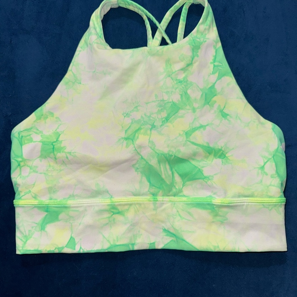 lululemon athletica Neon Green Tie-Dye Sports Bra